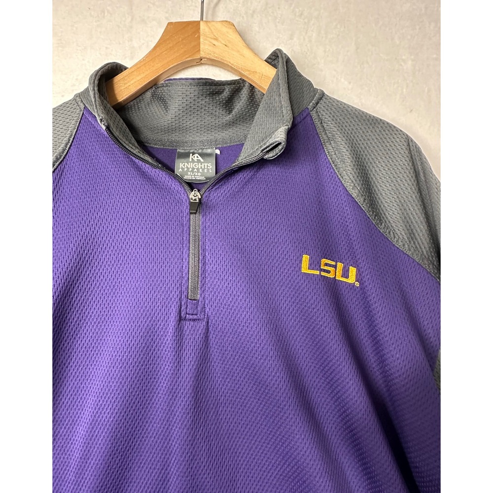 LSU Tigers NCAA Knights Apparel 1/4 Zip Pullover Purple‎ Gray Mens